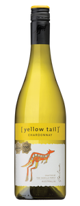 Eine Flasche Chardonnay mit einem auffälligen Känguru-Design auf dem Etikett, das die australische Herkunft betont.