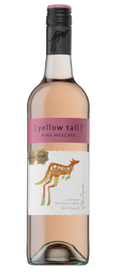 Eine Flasche Pink Moscato mit einem auffälligen Känguru-Design auf dem Etikett, das die australische Herkunft betont.