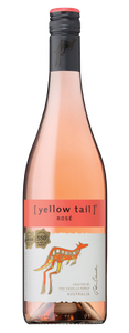 Eine Flasche Rosé mit einem auffälligen Känguru-Design auf dem Etikett, das die australische Herkunft betont.